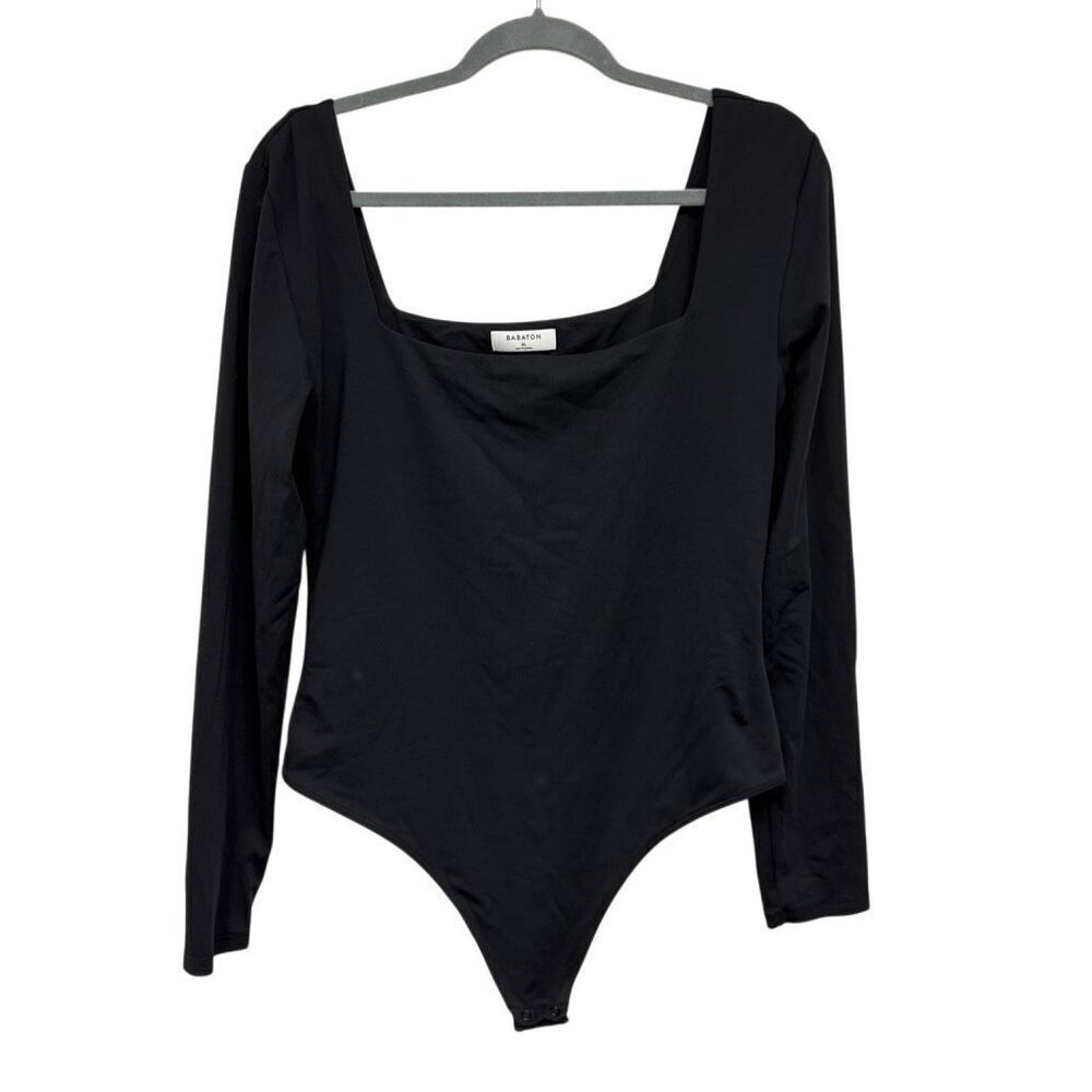 Babaton black long sleeve thong bodysuit size XL